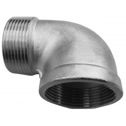A threaded stainless steel elbow 3/2" , 47,6 mm