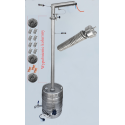 Destillateur, Edelstahlbrenner SMS 50 liter auf einem 76-Millimeter-Rohr - für Strom